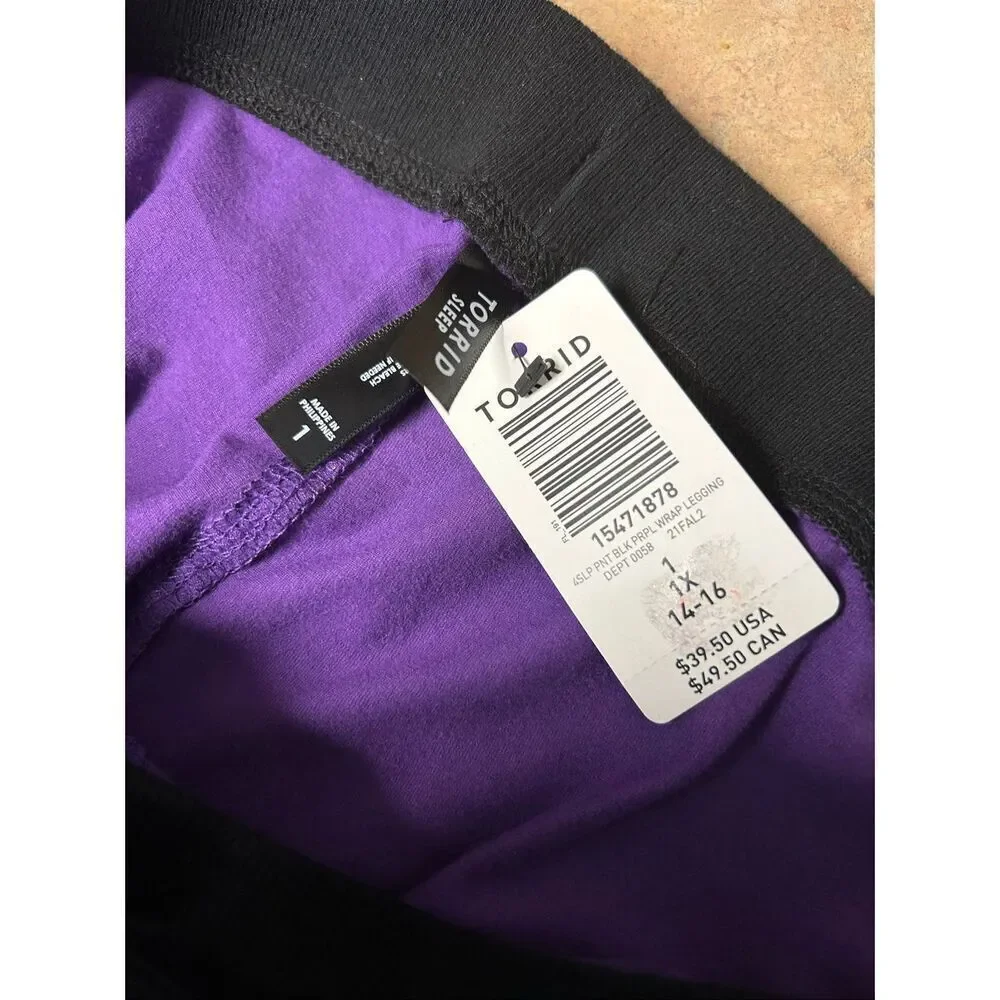Torrid Sleep Halloween Jogger Pants Size 1 Purple Black NWT